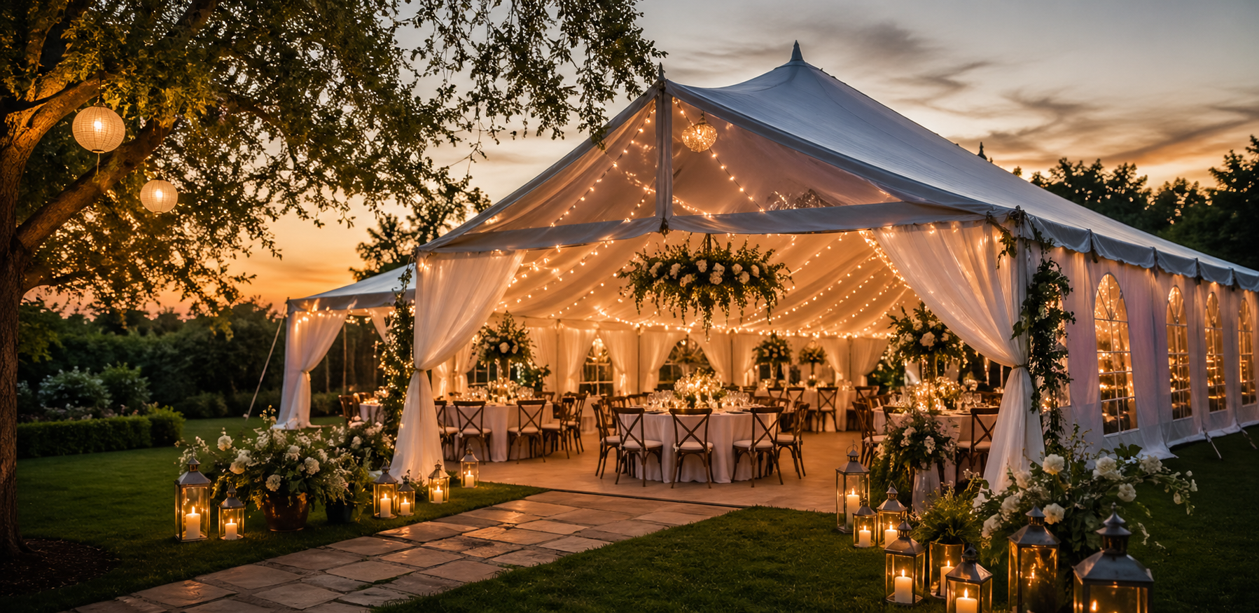 Hochzeit im Garten planen mit Zelt